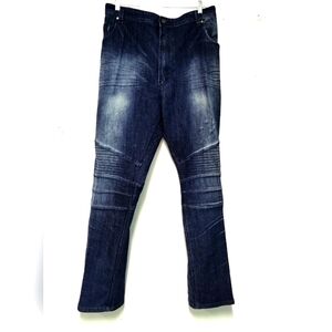 Parish Nation men's jeans pants high rise ribbed stone wash blue Size:: 50.